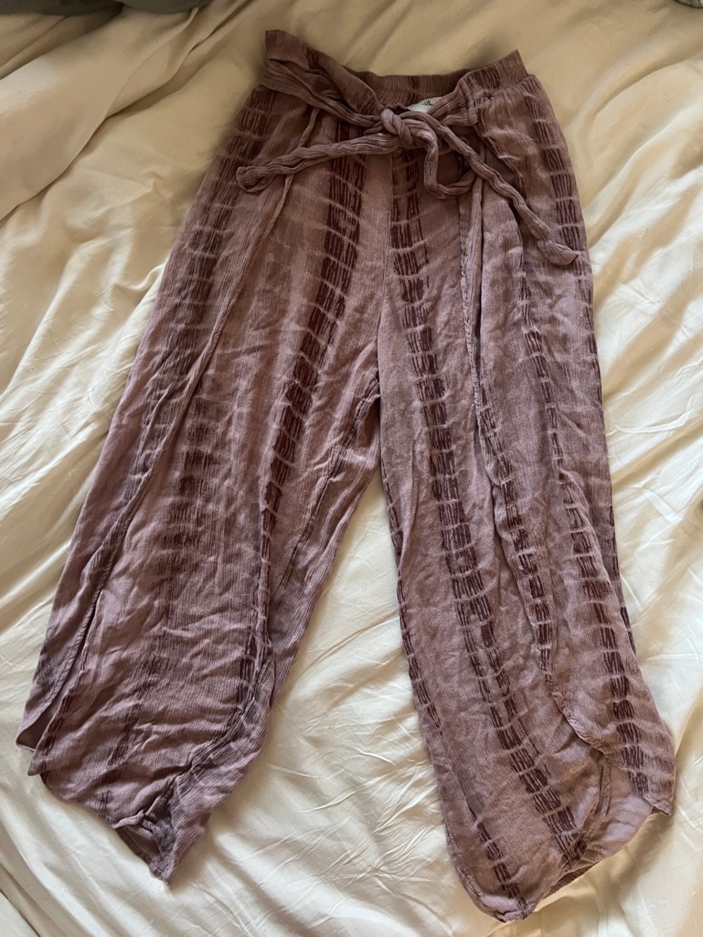 American Rag Washed Mauve Tie-Waist Wide Leg Pants